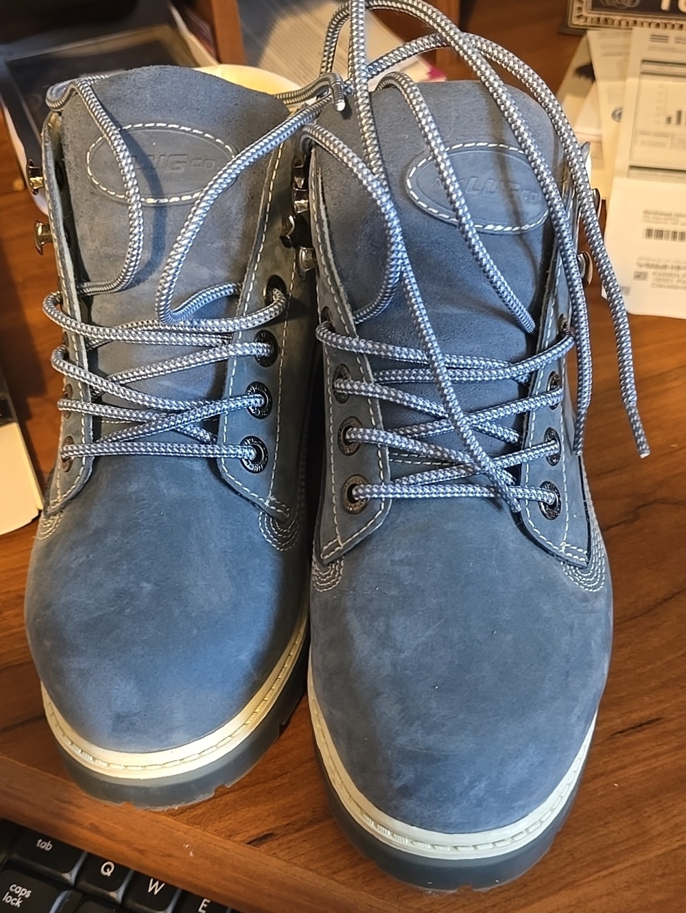 Lugz Women's Blue Suede Lace-Up Work Boots Size 7